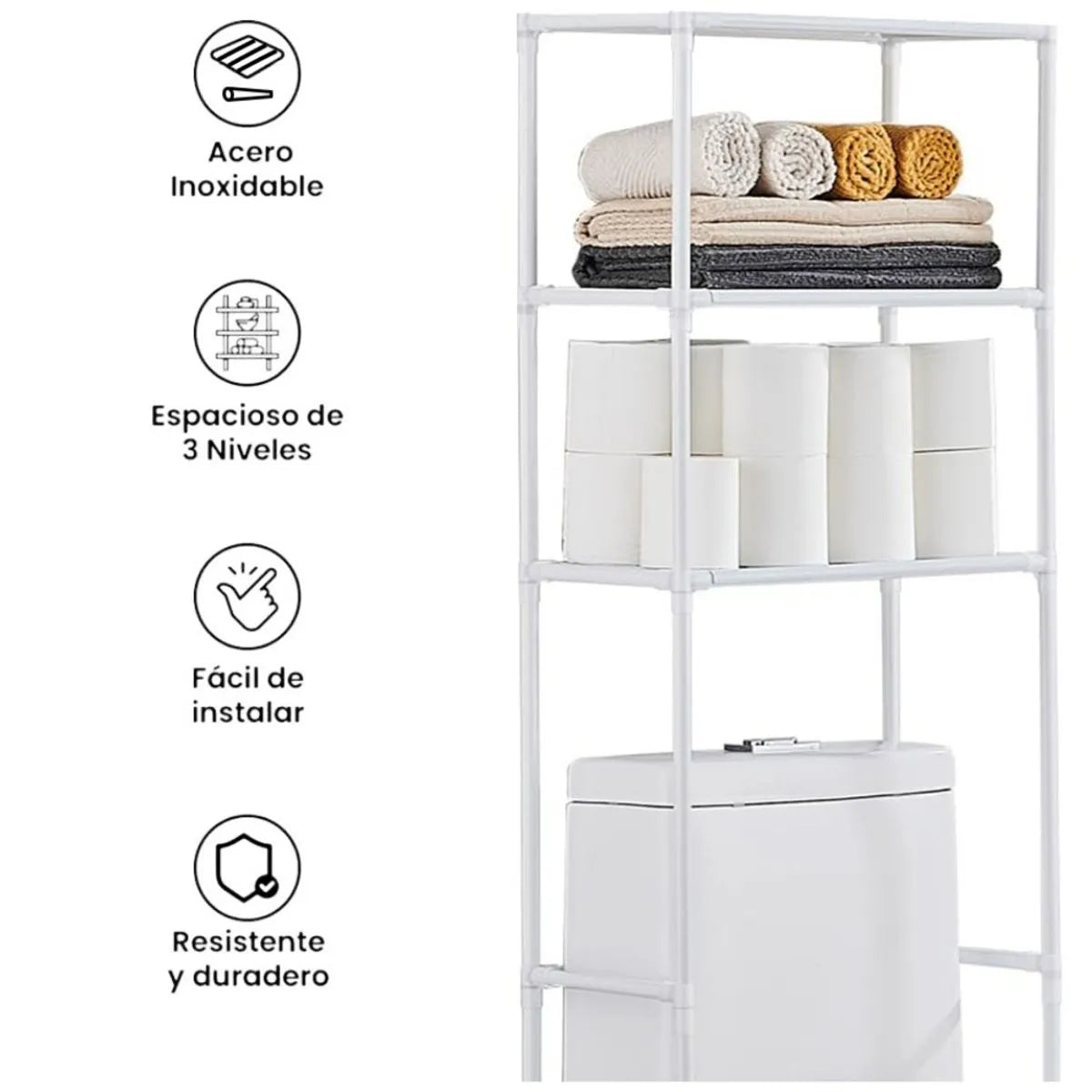 Estante de Baño + Toallero de Pared