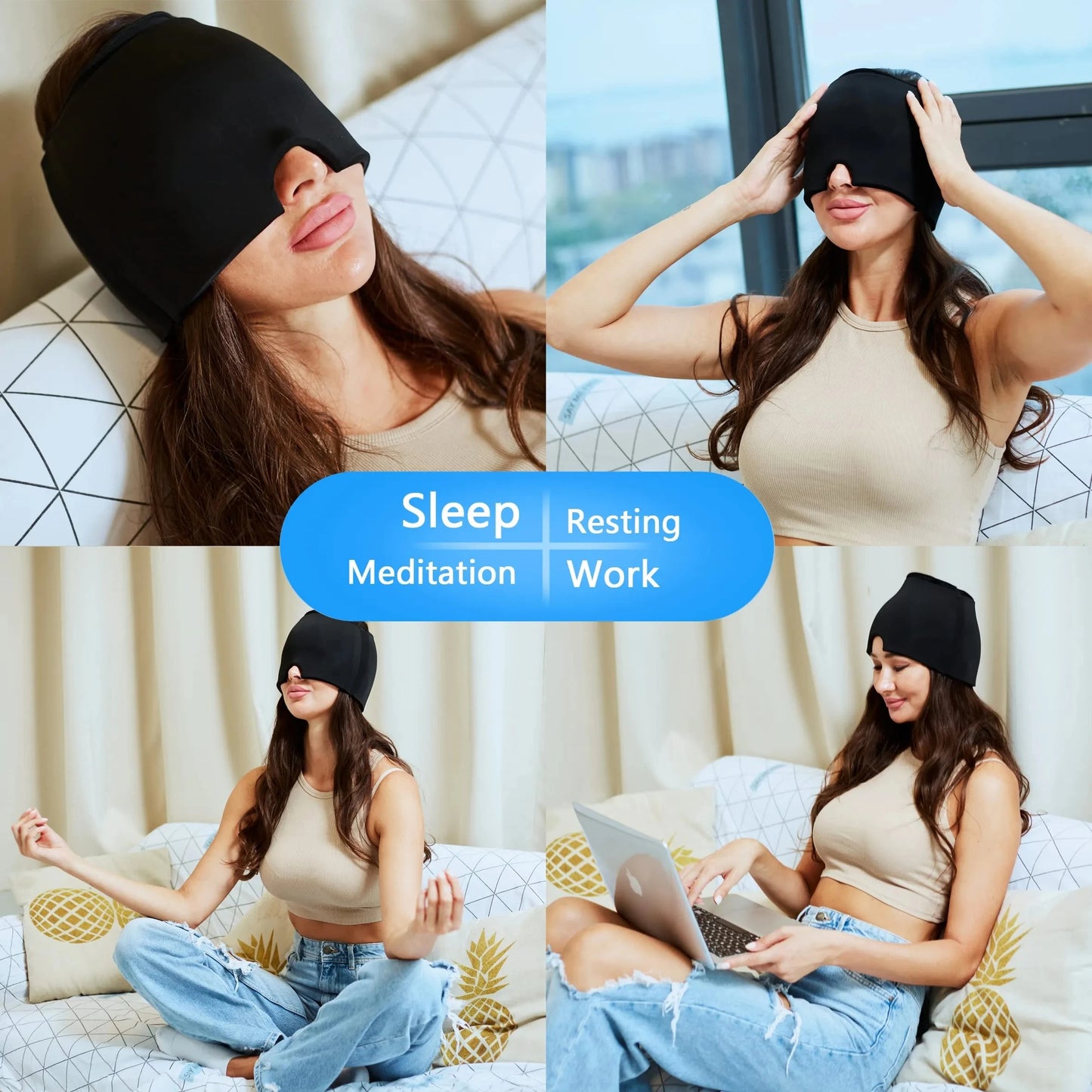 ( 2 x 1 )Gorro de Gel Terapéutico para alivio Migraña