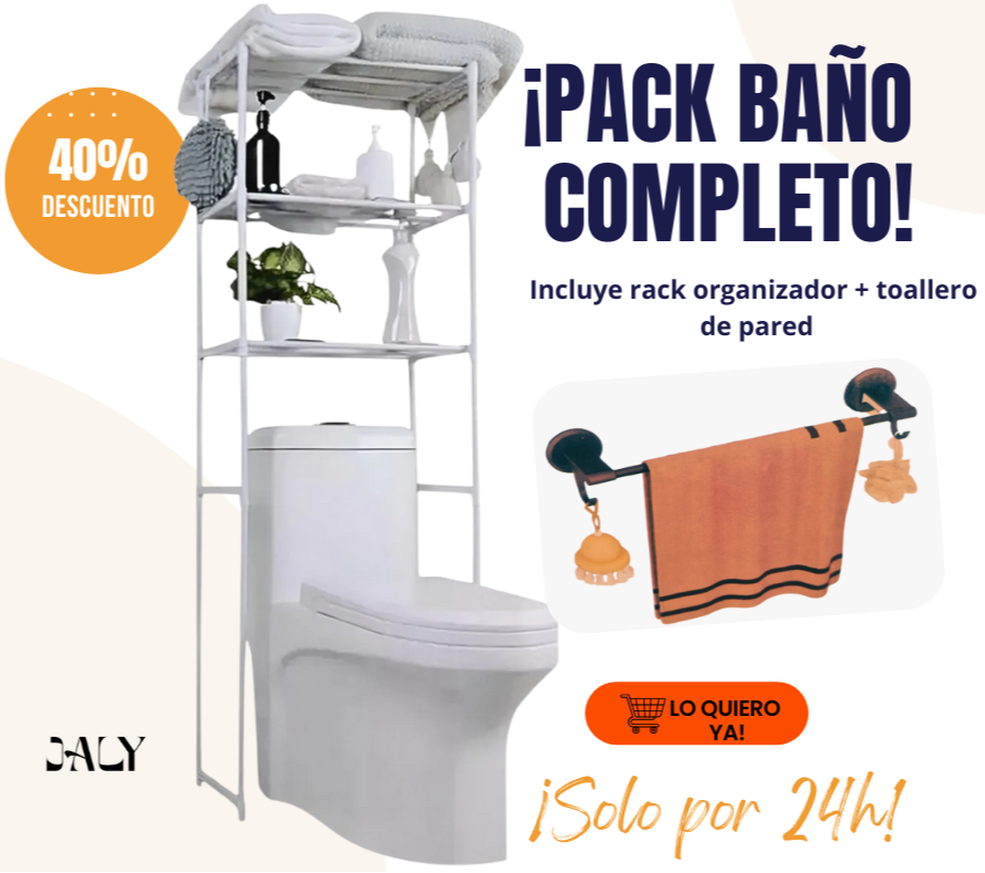 Estante de Baño + Toallero de Pared