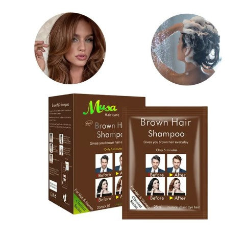 (2 x 1 ) Tinte Shampoo Cubre Canas Castaño