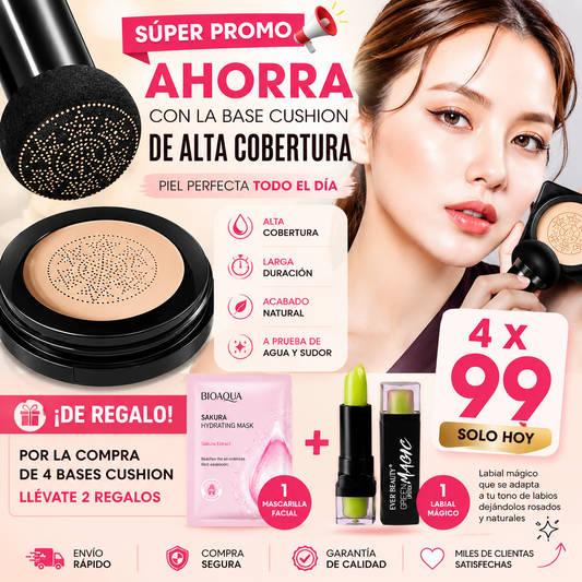 BASE CUSHION ¡Tu Piel Perfecta al Instante✨